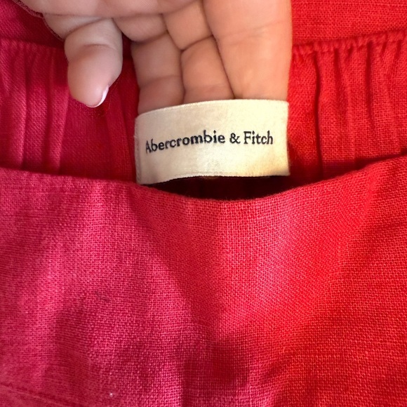 Abercrombie & Fitch A&F Linen Blend Pants Ultra High Rise Wide Leg Pink Sz Small - Picture 8 of 8